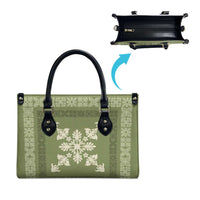 Hawaiian Quilt Block Design Leather Bag Lime Hawaii Culture Motifs LT9 - Polynesian Pride