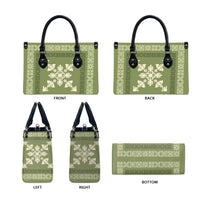 Hawaiian Quilt Block Design Leather Bag Lime Hawaii Culture Motifs LT9 - Polynesian Pride