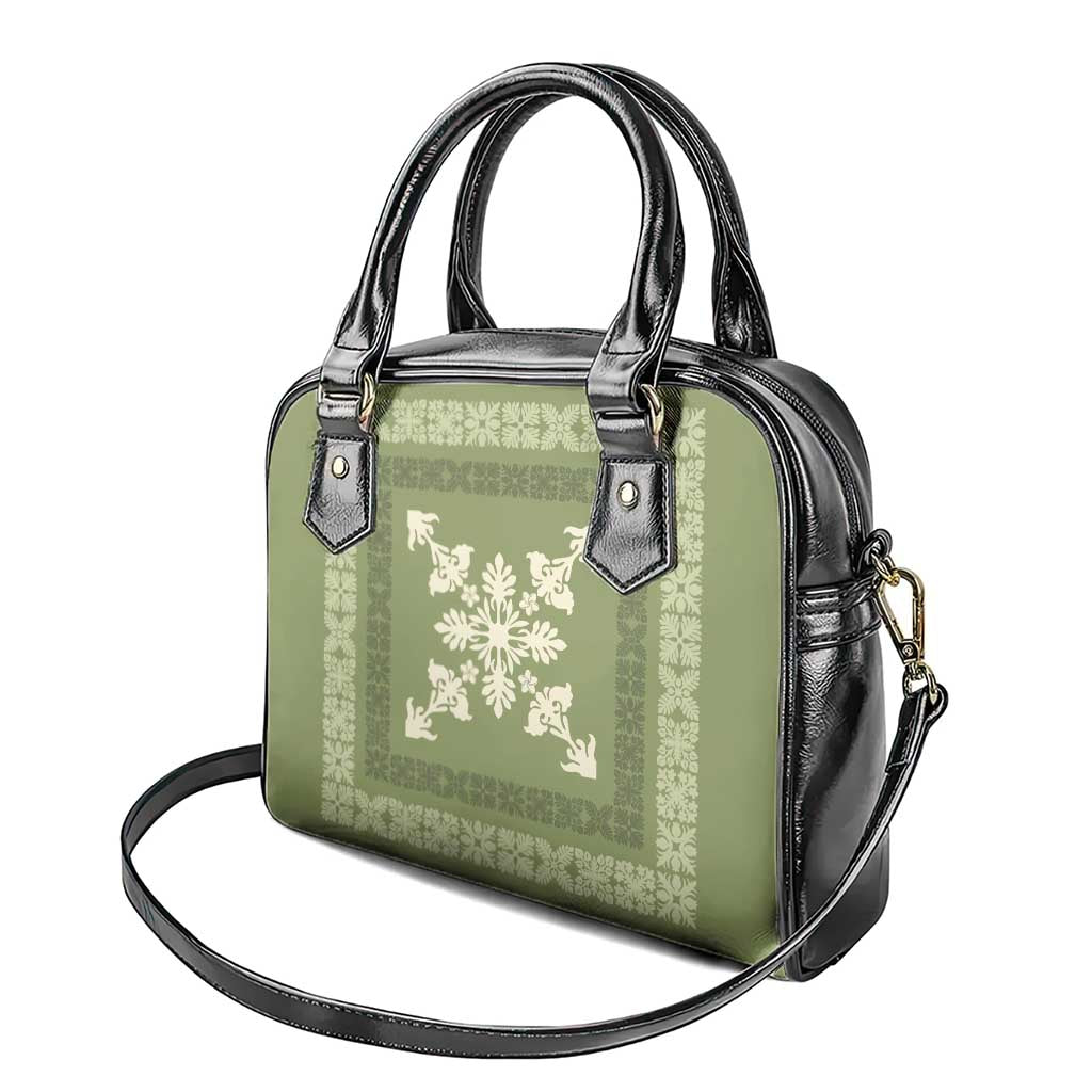 Hawaiian Quilt Block Design Shoulder Handbag Lime Hawaii Culture Motifs LT9 - Polynesian Pride