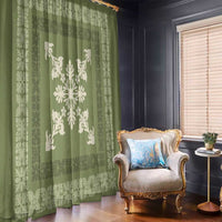 Hawaiian Quilt Block Design Window Curtain Lime Hawaii Culture Motifs LT9 - Polynesian Pride