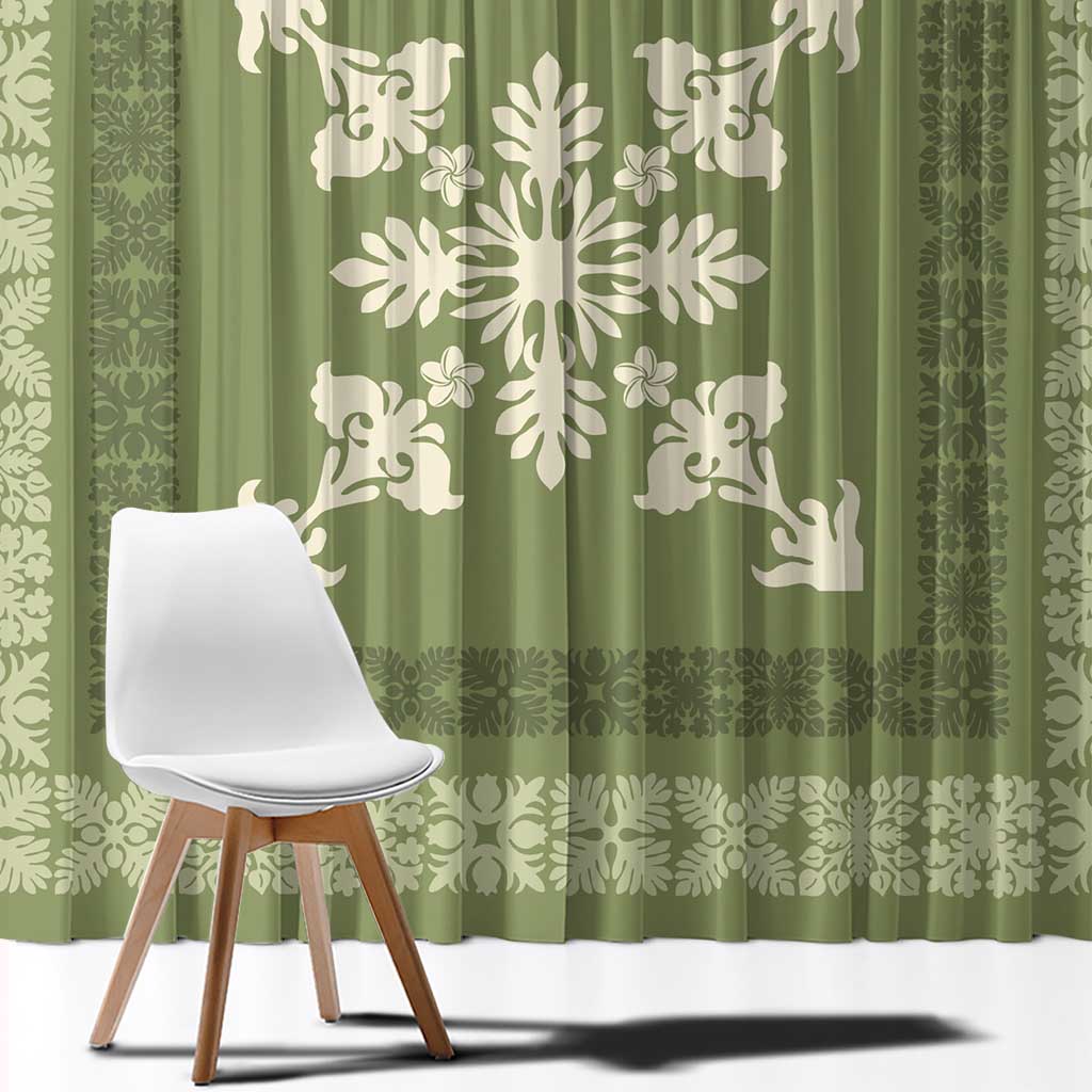 Hawaiian Quilt Block Design Window Curtain Lime Hawaii Culture Motifs LT9 - Polynesian Pride