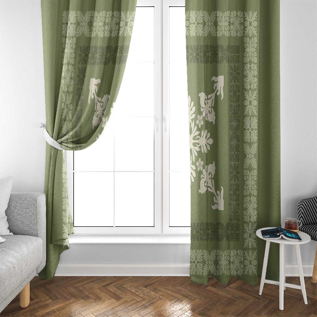 Hawaiian Quilt Block Design Window Curtain Lime Hawaii Culture Motifs LT9 - Polynesian Pride