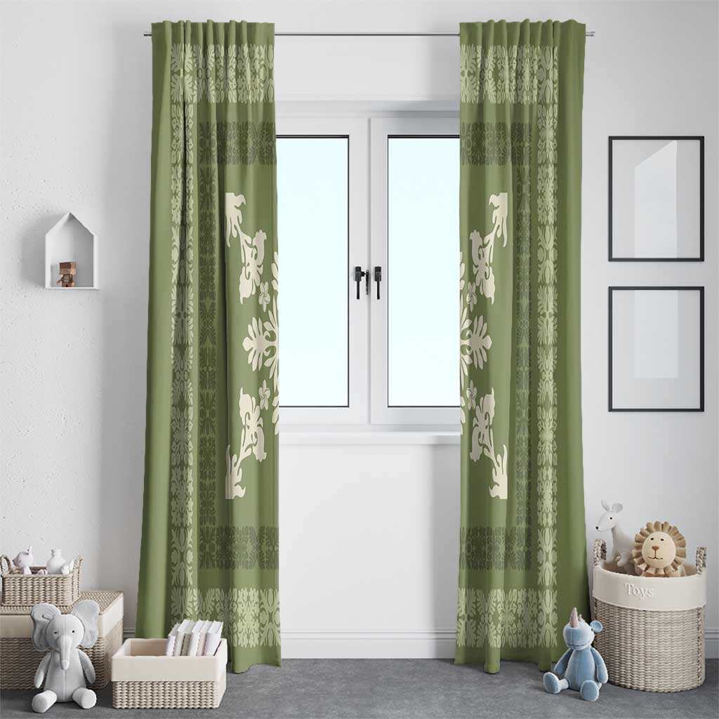 Hawaiian Quilt Block Design Window Curtain Lime Hawaii Culture Motifs LT9 - Polynesian Pride