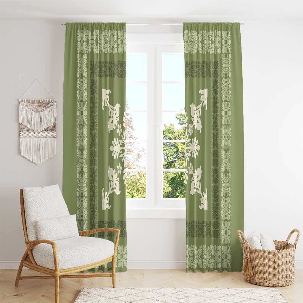 Hawaiian Quilt Block Design Window Curtain Lime Hawaii Culture Motifs LT9 - Polynesian Pride