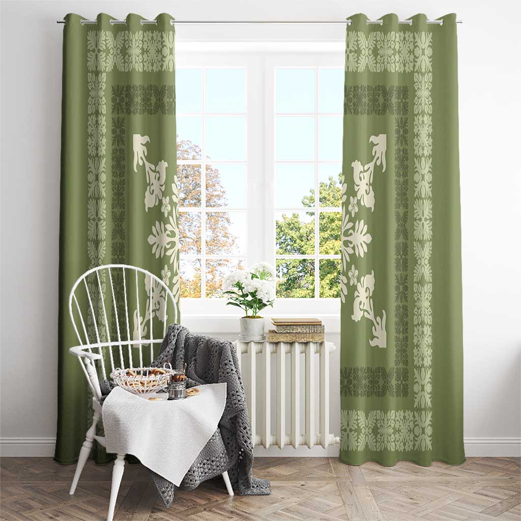 Hawaiian Quilt Block Design Window Curtain Lime Hawaii Culture Motifs LT9 - Polynesian Pride