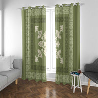 Hawaiian Quilt Block Design Window Curtain Lime Hawaii Culture Motifs LT9 With Grommets Lime - Polynesian Pride