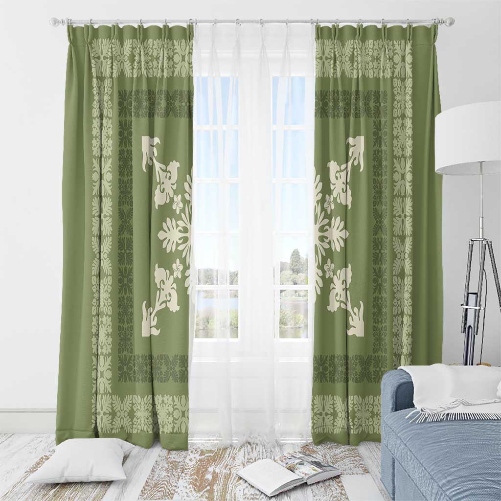 Hawaiian Quilt Block Design Window Curtain Lime Hawaii Culture Motifs LT9 - Polynesian Pride