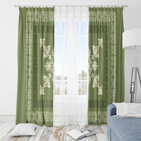 Hawaiian Quilt Block Design Window Curtain Lime Hawaii Culture Motifs LT9 - Polynesian Pride