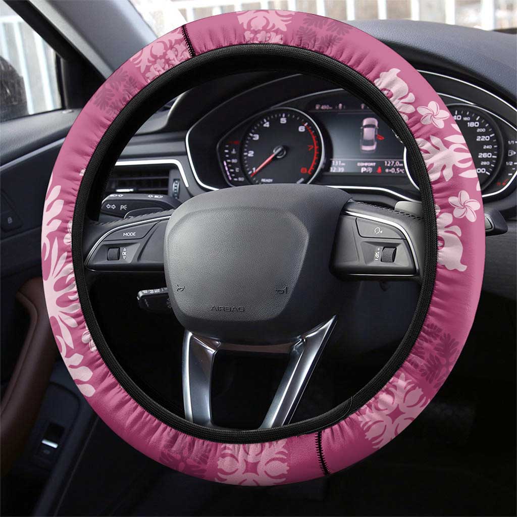 Hawaiian Quilt Block Design Steering Wheel Cover Pink Hawaii Culture Motifs LT9 - Polynesian Pride
