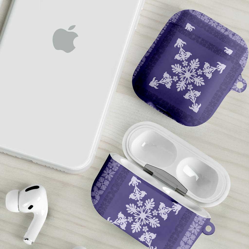 Hawaiian Quilt Block Design AirPods Case Purple Hawaii Culture Motifs LT9 - Polynesian Pride