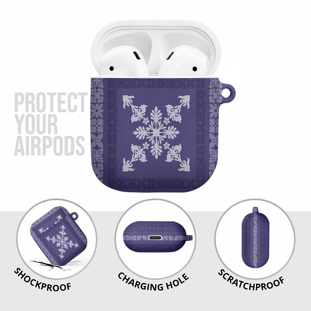 Hawaiian Quilt Block Design AirPods Case Purple Hawaii Culture Motifs LT9 - Polynesian Pride