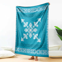 Hawaiian Quilt Block Design Blanket Teal Hawaii Culture Motifs LT9 - Polynesian Pride