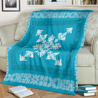 Hawaiian Quilt Block Design Blanket Teal Hawaii Culture Motifs LT9 - Polynesian Pride