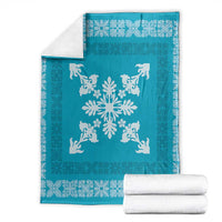 Hawaiian Quilt Block Design Blanket Teal Hawaii Culture Motifs LT9 - Polynesian Pride