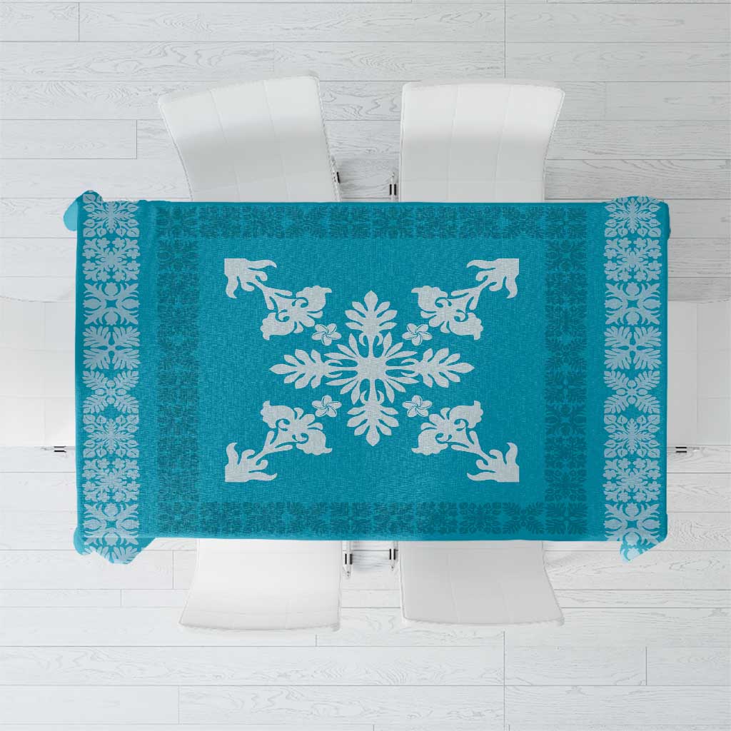 Hawaiian Quilt Block Design Tablecloth Teal Hawaii Culture Motifs LT9 Teal - Polynesian Pride