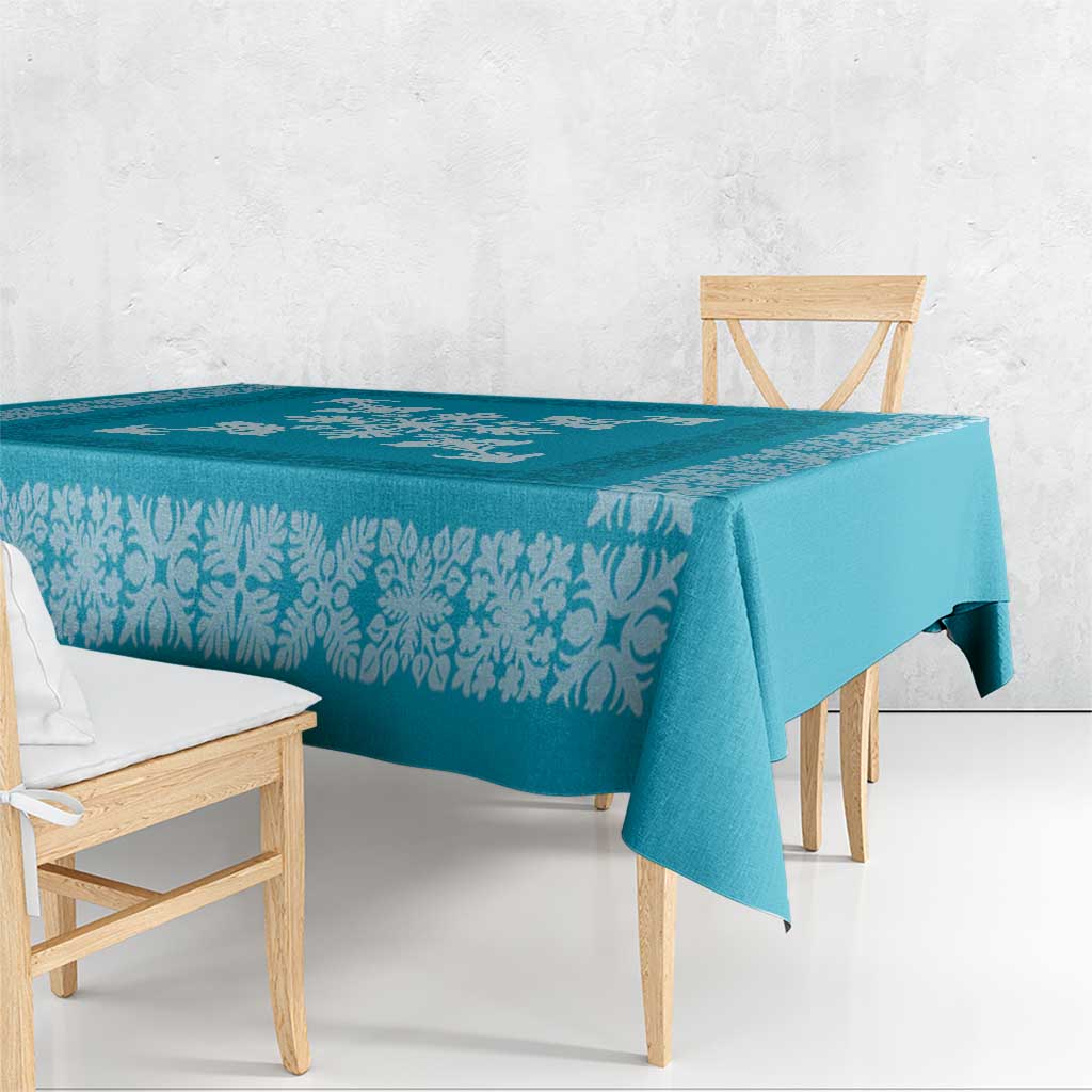 Hawaiian Quilt Block Design Tablecloth Teal Hawaii Culture Motifs LT9 - Polynesian Pride