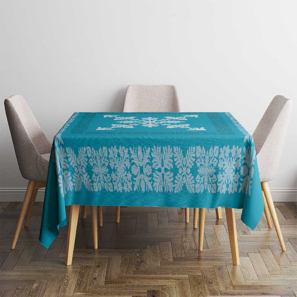 Hawaiian Quilt Block Design Tablecloth Teal Hawaii Culture Motifs LT9 - Polynesian Pride