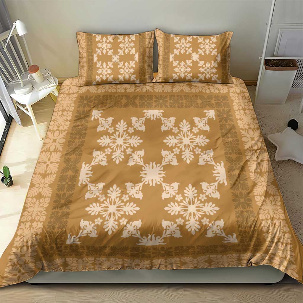 Hawaiian Quilt Pattern Bedding Set Gold Hawaii Culture Tropical LT9 - Polynesian Pride