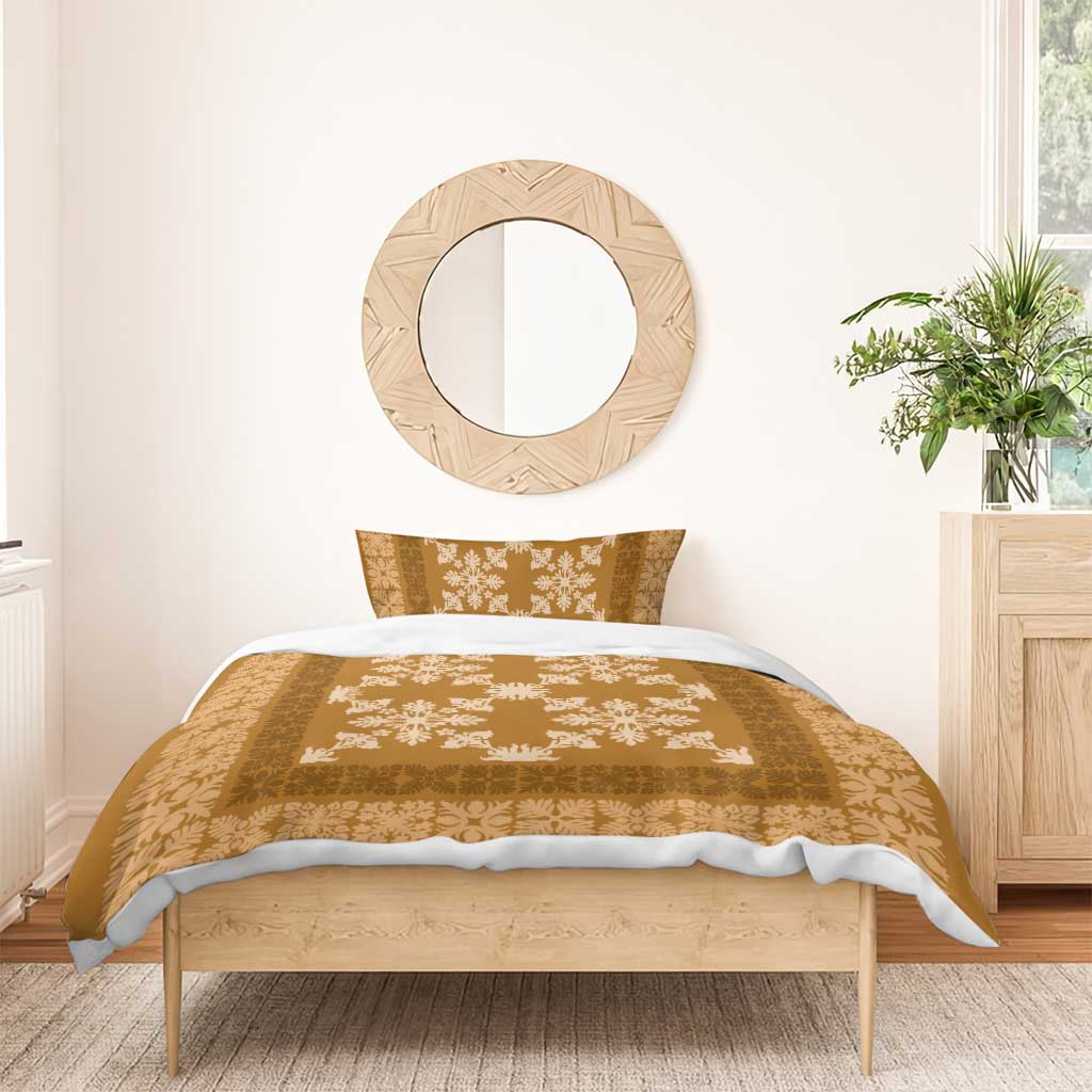 Hawaiian Quilt Pattern Bedding Set Gold Hawaii Culture Tropical LT9 - Polynesian Pride