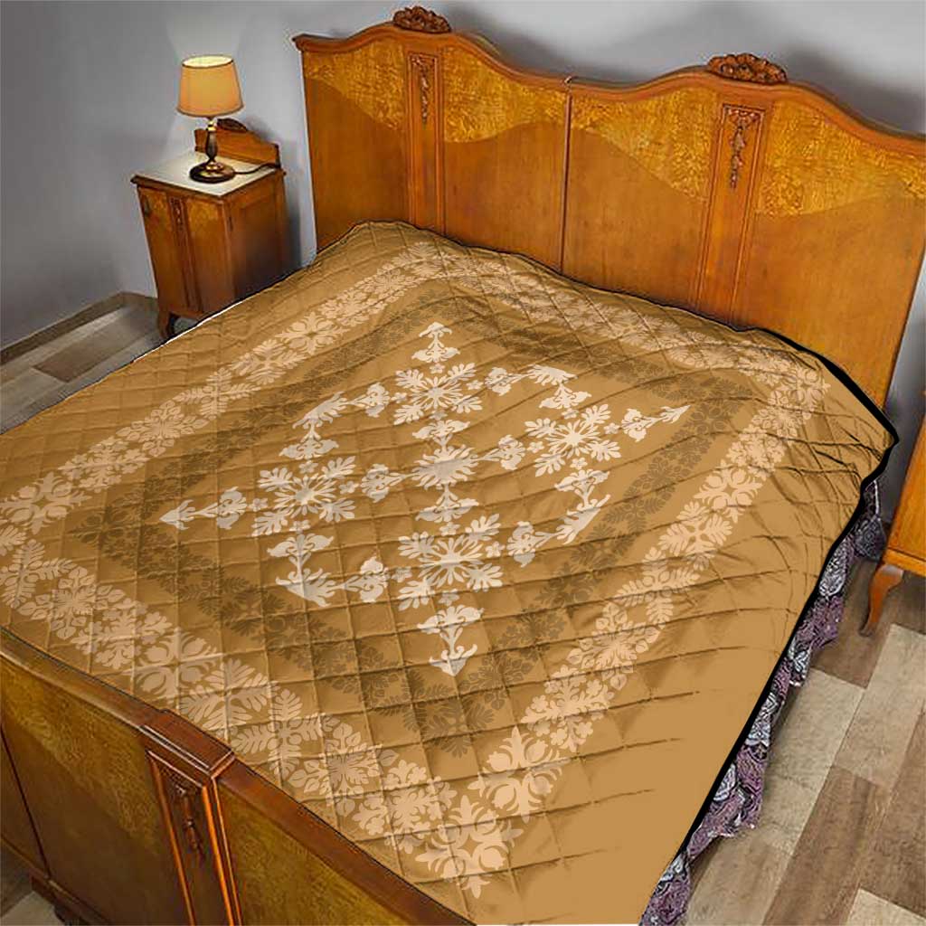 Hawaiian Quilt Pattern Quilt Gold Hawaii Culture Tropical LT9 - Polynesian Pride