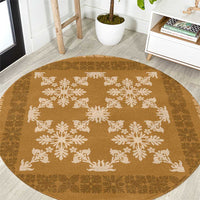 Hawaiian Quilt Pattern Round Carpet Gold Hawaii Culture Tropical LT9 Gold - Polynesian Pride