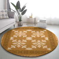 Hawaiian Quilt Pattern Round Carpet Gold Hawaii Culture Tropical LT9 - Polynesian Pride