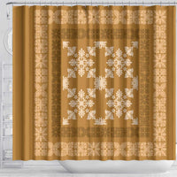 Hawaiian Quilt Pattern Shower Curtain Gold Hawaii Culture Tropical LT9 - Polynesian Pride