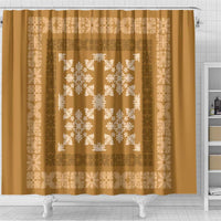 Hawaiian Quilt Pattern Shower Curtain Gold Hawaii Culture Tropical LT9 - Polynesian Pride