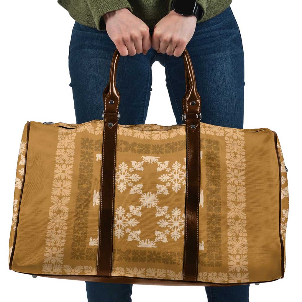 Hawaiian Quilt Pattern Travel Bag Gold Hawaii Culture Tropical LT9 Gold - Polynesian Pride