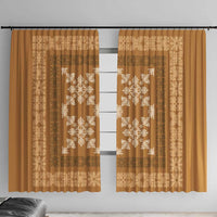 Hawaiian Quilt Pattern Window Curtain Gold Hawaii Culture Tropical LT9 With Hooks Gold - Polynesian Pride