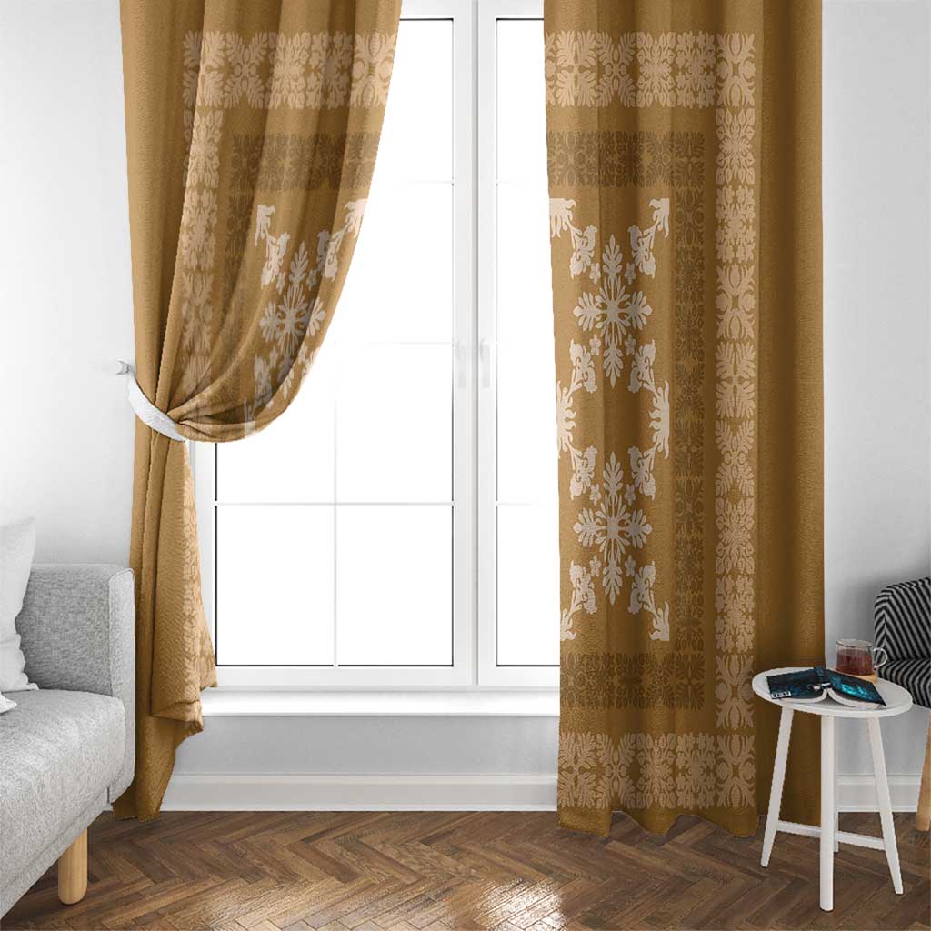 Hawaiian Quilt Pattern Window Curtain Gold Hawaii Culture Tropical LT9 - Polynesian Pride