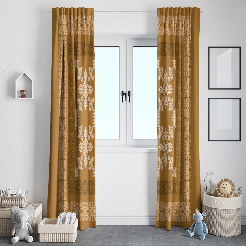 Hawaiian Quilt Pattern Window Curtain Gold Hawaii Culture Tropical LT9 - Polynesian Pride