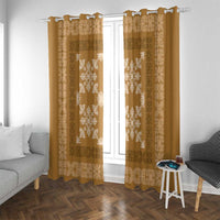 Hawaiian Quilt Pattern Window Curtain Gold Hawaii Culture Tropical LT9 With Grommets Gold - Polynesian Pride