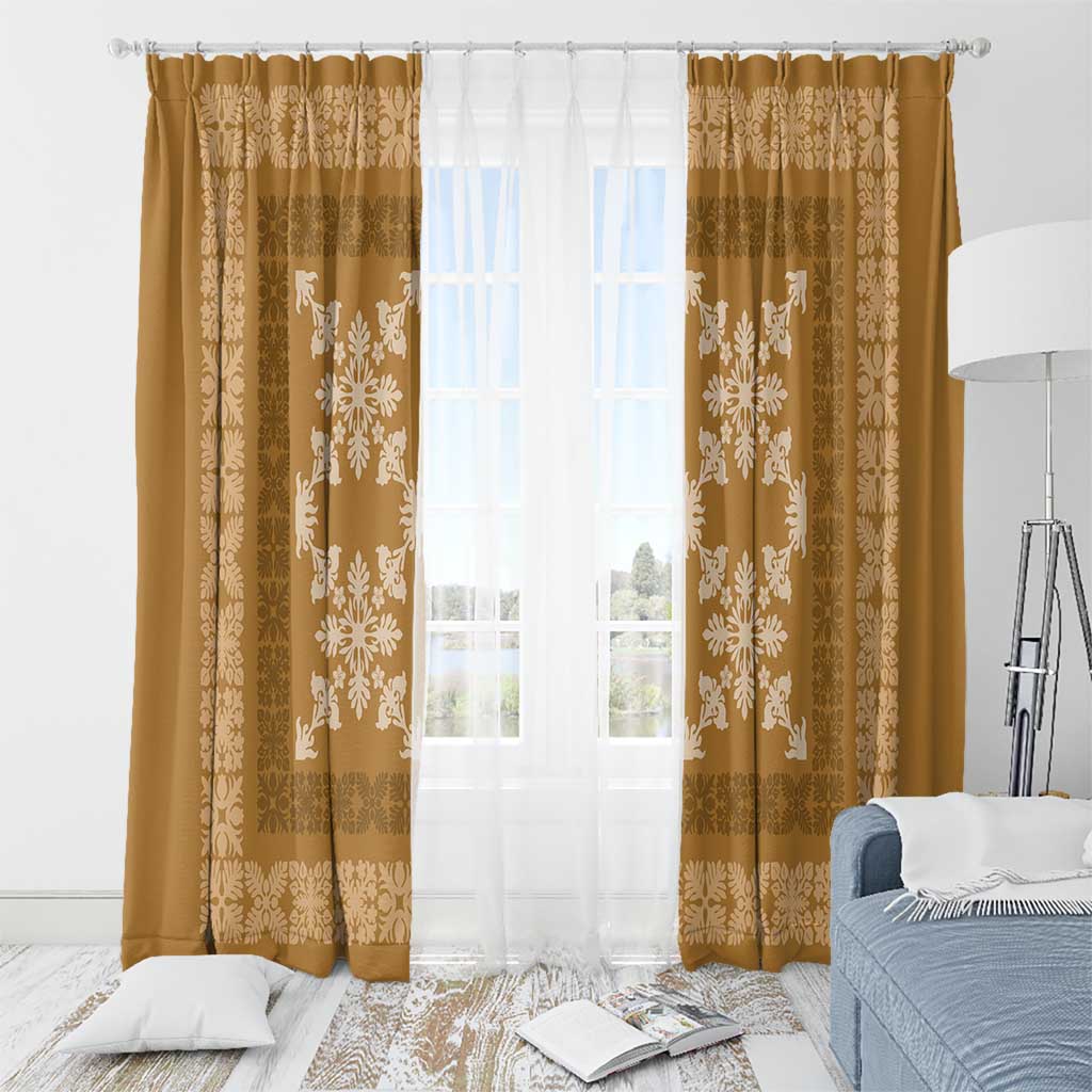 Hawaiian Quilt Pattern Window Curtain Gold Hawaii Culture Tropical LT9 - Polynesian Pride