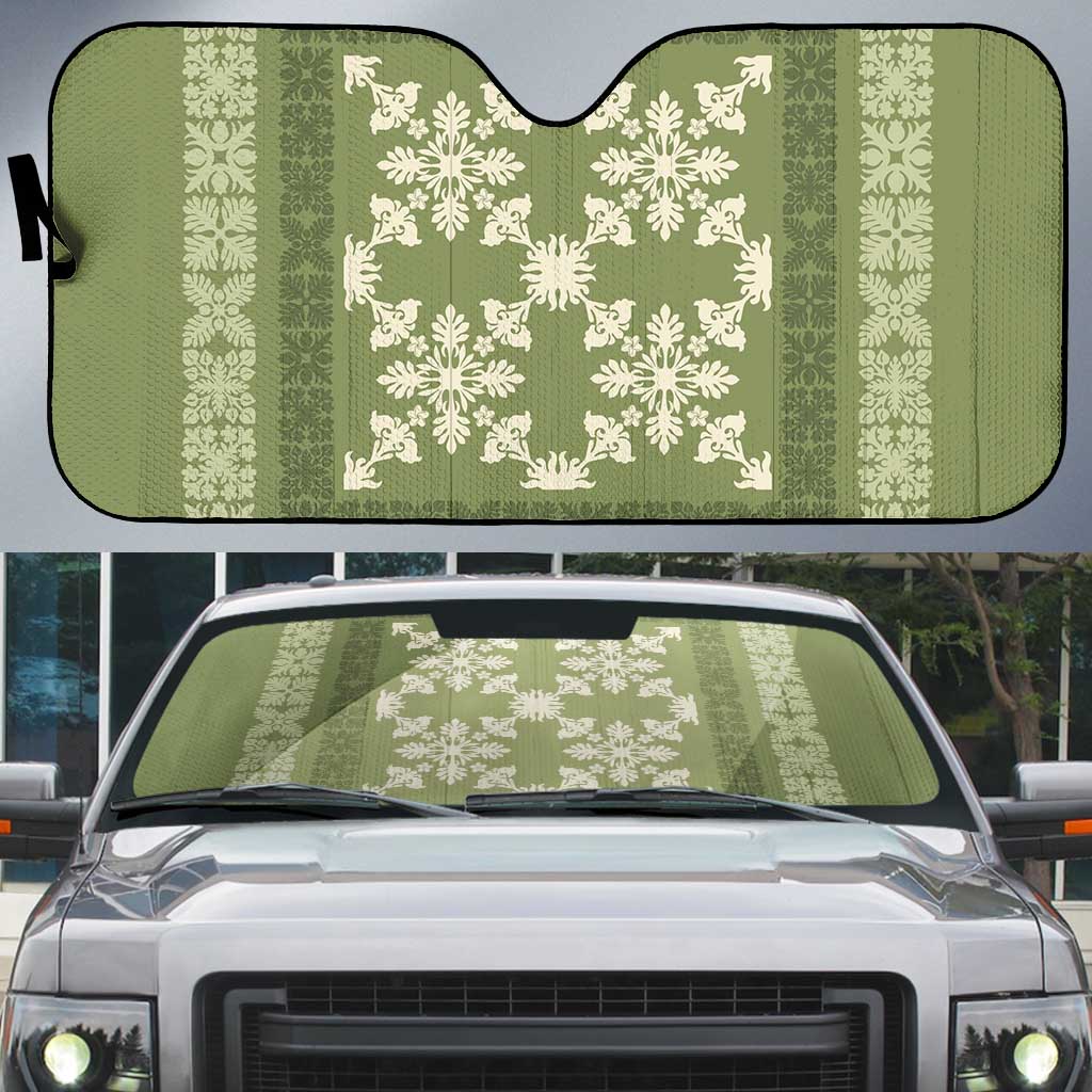 Hawaiian Quilt Pattern Auto Sun Shade Lime Hawaii Culture Tropical LT9 Lime - Polynesian Pride