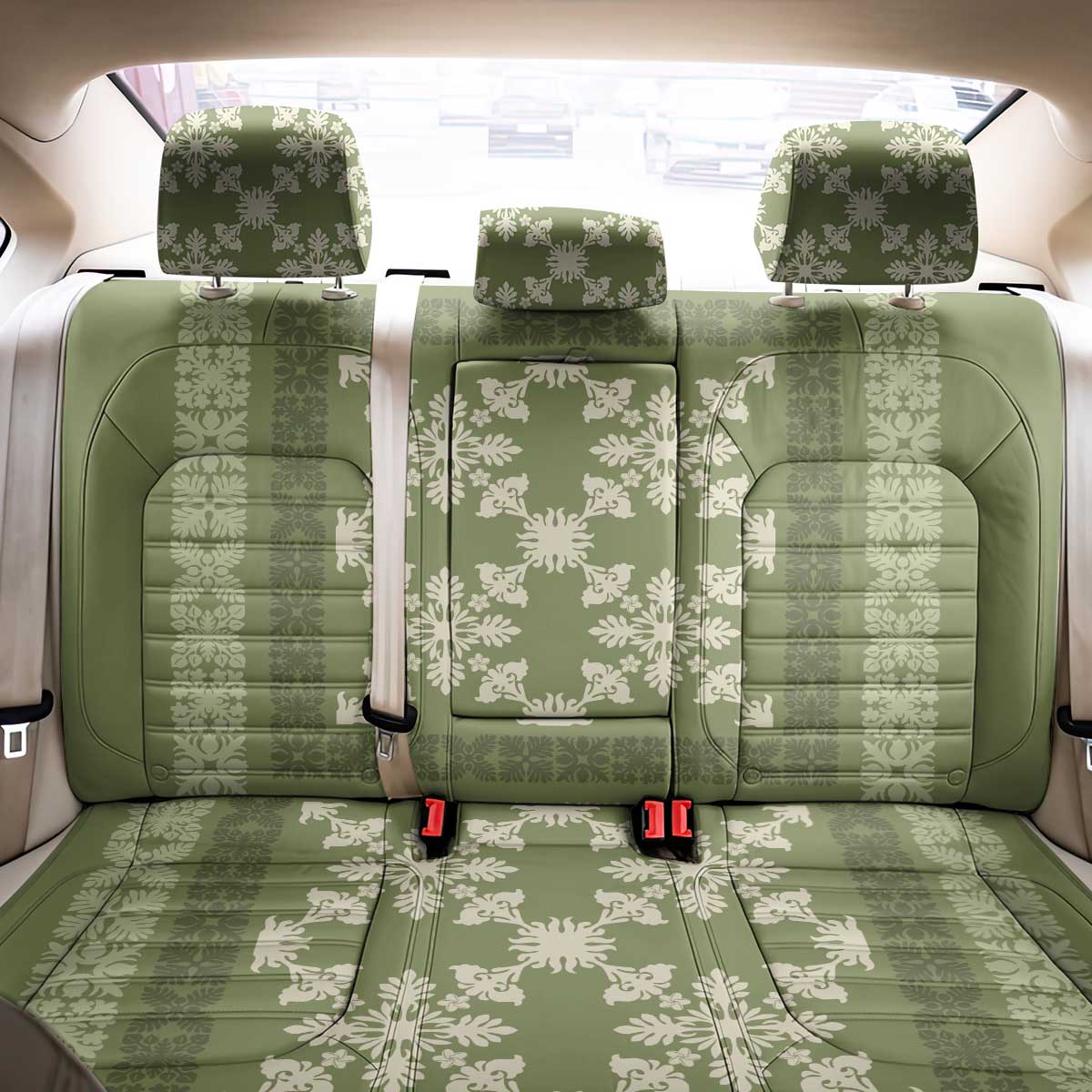 Hawaiian Quilt Pattern Back Car Seat Cover Lime Hawaii Culture Tropical LT9 - Polynesian Pride