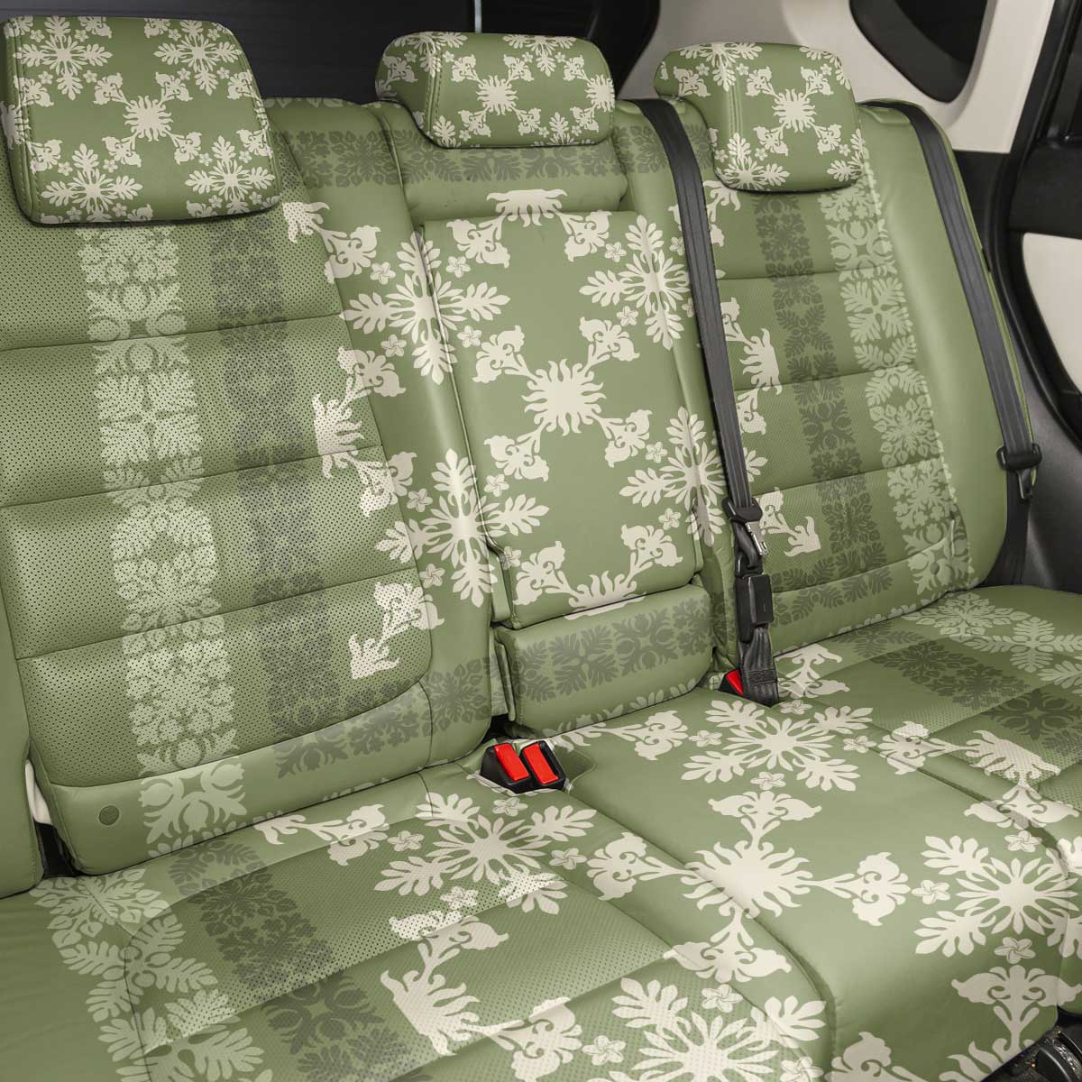 Hawaiian Quilt Pattern Back Car Seat Cover Lime Hawaii Culture Tropical LT9 - Polynesian Pride