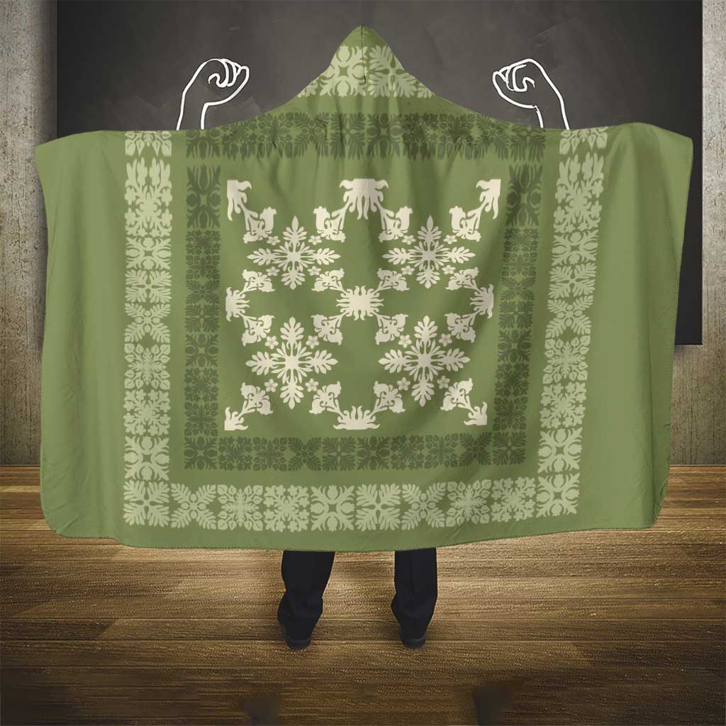 Hawaiian Quilt Pattern Hooded Blanket Lime Hawaii Culture Tropical LT9 - Polynesian Pride