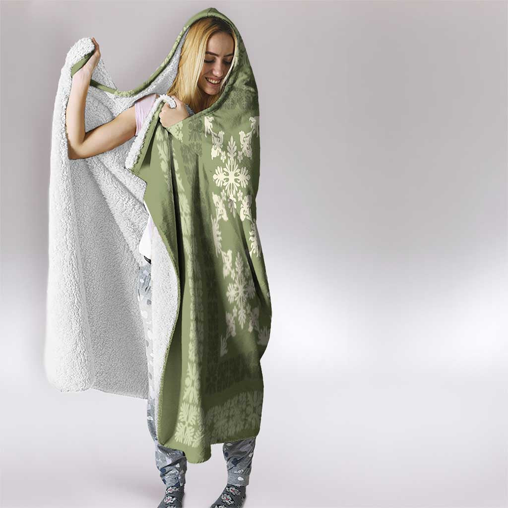 Hawaiian Quilt Pattern Hooded Blanket Lime Hawaii Culture Tropical LT9 - Polynesian Pride