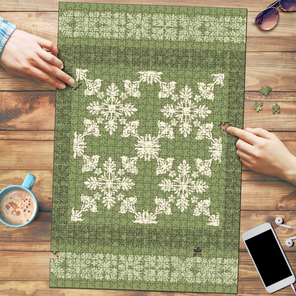 Hawaiian Quilt Pattern Puzzle Lime Hawaii Culture Tropical LT9 Lime - Polynesian Pride