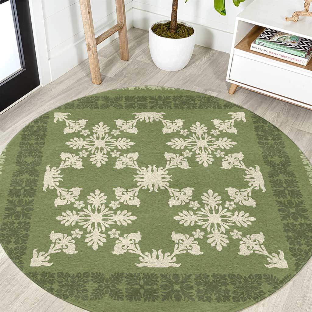 Hawaiian Quilt Pattern Round Carpet Lime Hawaii Culture Tropical LT9 Lime - Polynesian Pride