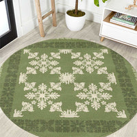 Hawaiian Quilt Pattern Round Carpet Lime Hawaii Culture Tropical LT9 Lime - Polynesian Pride