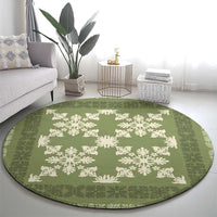 Hawaiian Quilt Pattern Round Carpet Lime Hawaii Culture Tropical LT9 - Polynesian Pride
