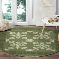 Hawaiian Quilt Pattern Round Carpet Lime Hawaii Culture Tropical LT9 - Polynesian Pride