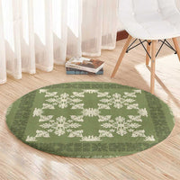 Hawaiian Quilt Pattern Round Carpet Lime Hawaii Culture Tropical LT9 - Polynesian Pride