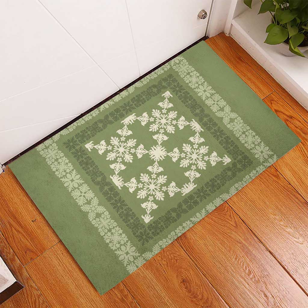 Hawaiian Quilt Pattern Rubber Doormat Lime Hawaii Culture Tropical LT9 - Polynesian Pride