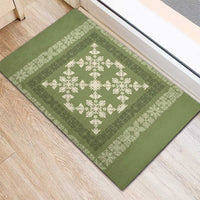 Hawaiian Quilt Pattern Rubber Doormat Lime Hawaii Culture Tropical LT9 - Polynesian Pride