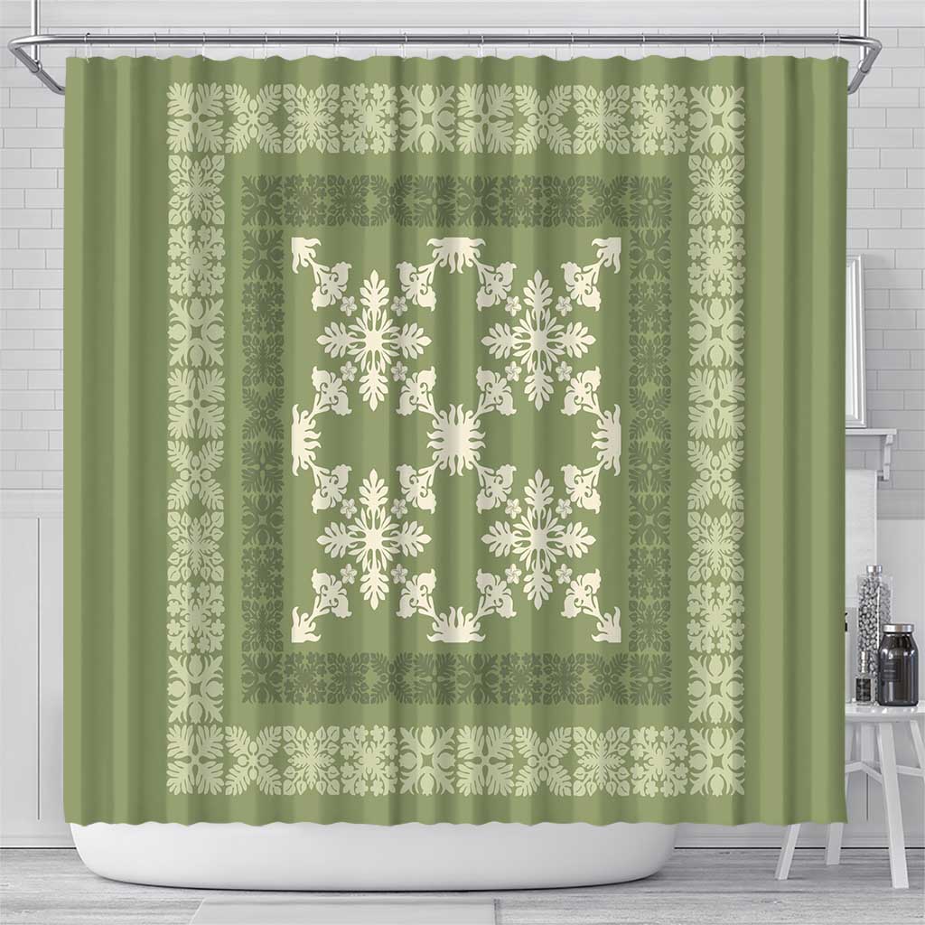 Hawaiian Quilt Pattern Shower Curtain Lime Hawaii Culture Tropical LT9 - Polynesian Pride