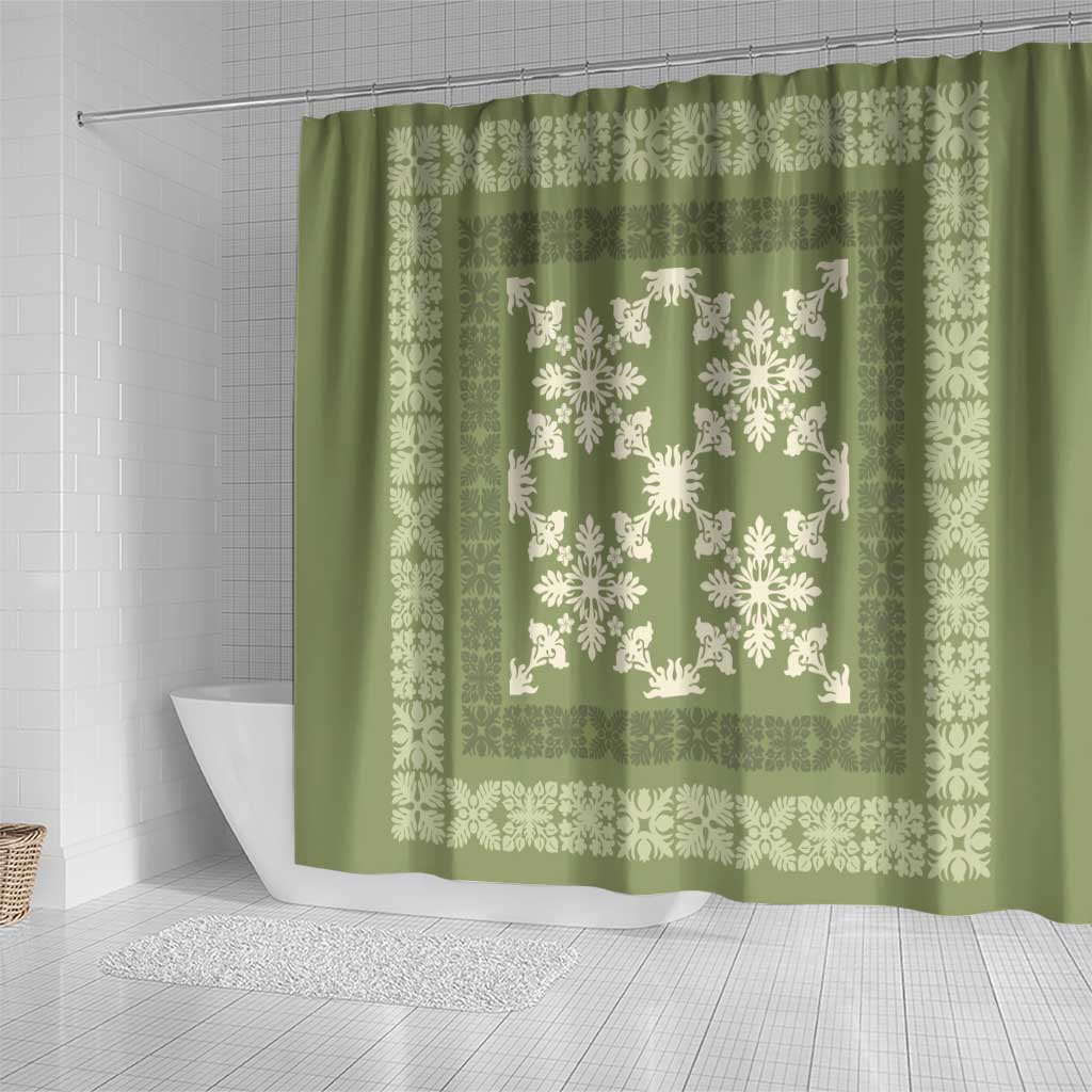 Hawaiian Quilt Pattern Shower Curtain Lime Hawaii Culture Tropical LT9 - Polynesian Pride