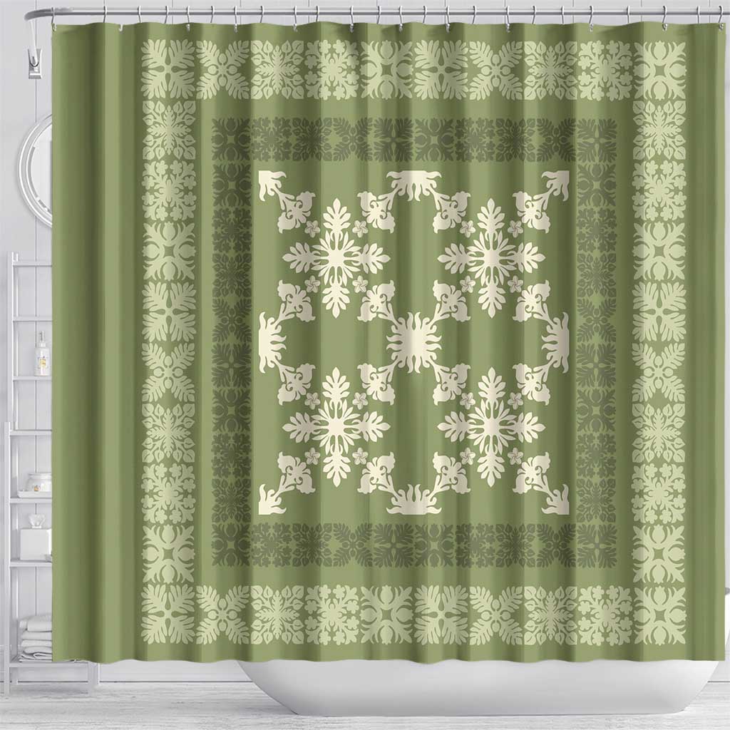 Hawaiian Quilt Pattern Shower Curtain Lime Hawaii Culture Tropical LT9 - Polynesian Pride